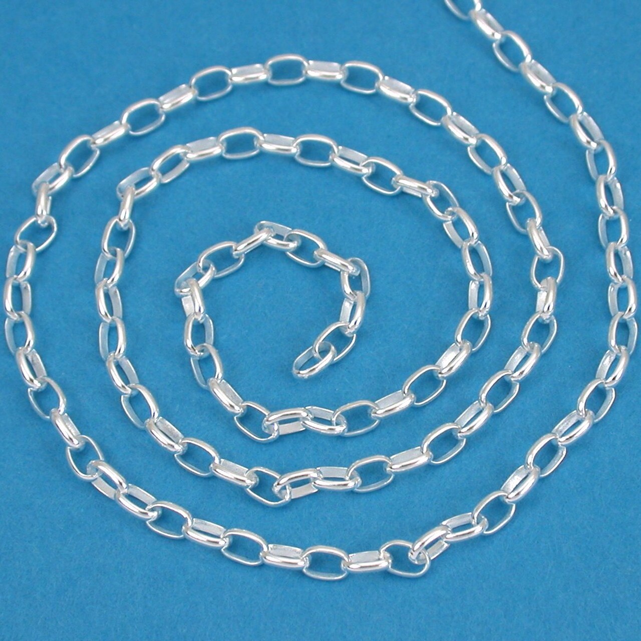 St. Silver Oval Rolo Wide Chain Bulk By The Foot 2.5mm